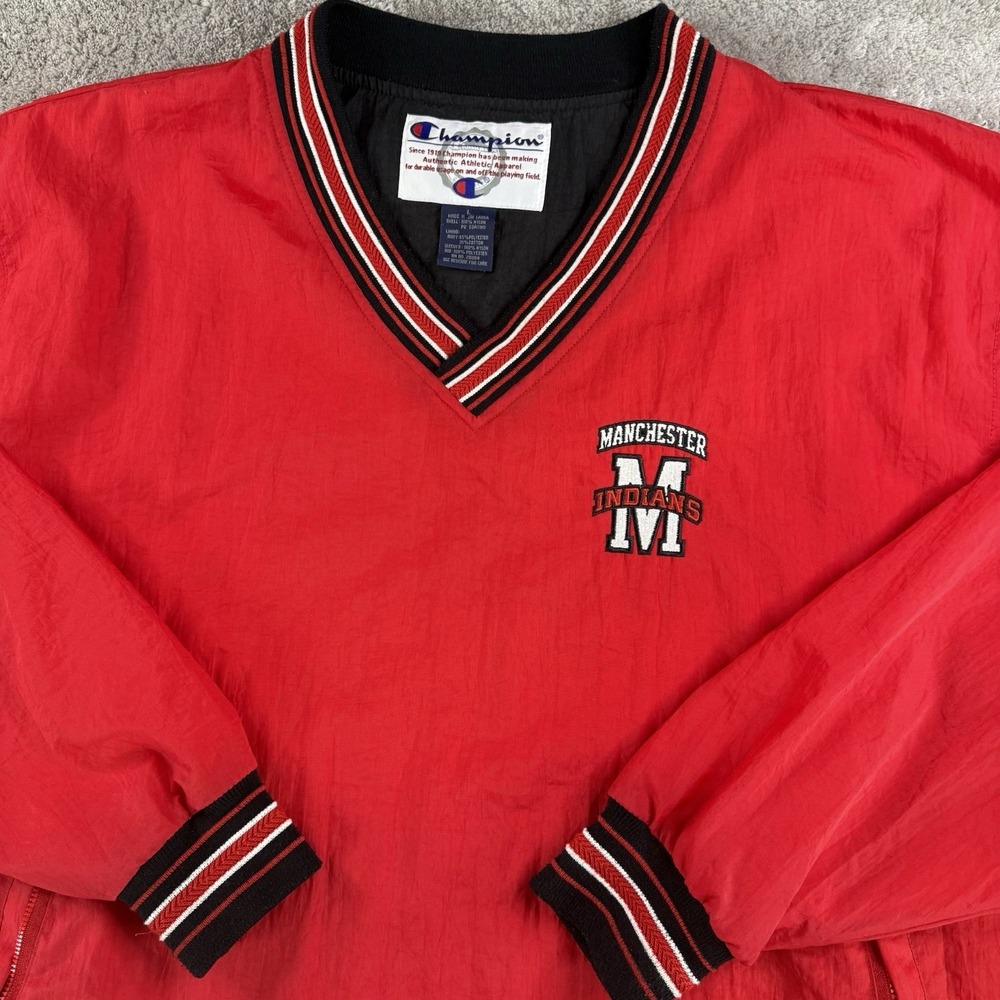 Vintage Champion Manchester Indians Pullover Windbreaker Jacket Men's L Red 90s - Picture 11 of 12